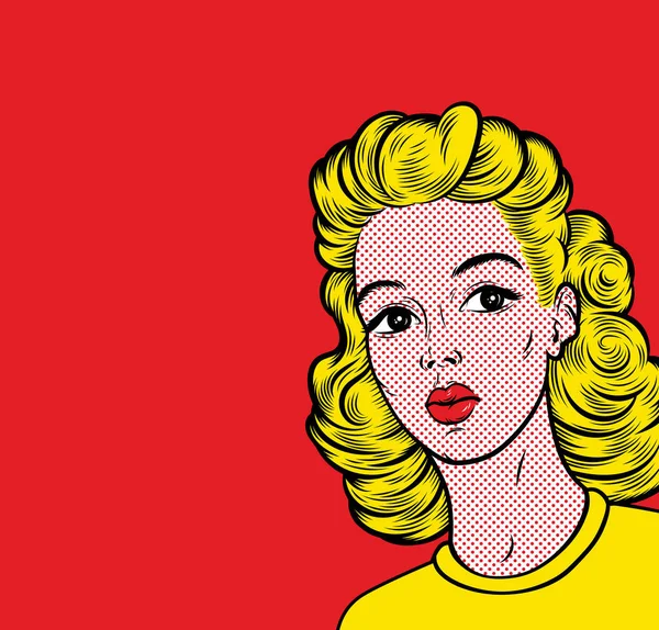 Pop art blond kobieta. Retro — Wektor stockowy