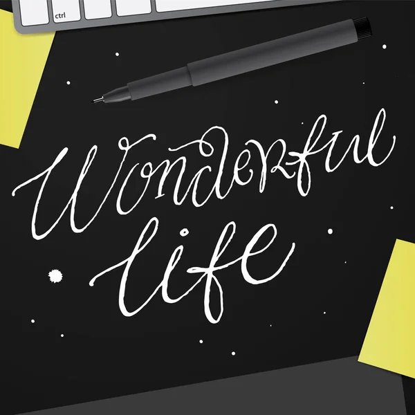 Wonderful Life Lettering. — Stock Vector