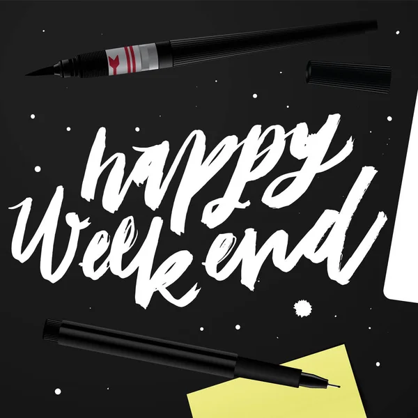 Happy Weekend. Positive quote handwritten — Stock Vector