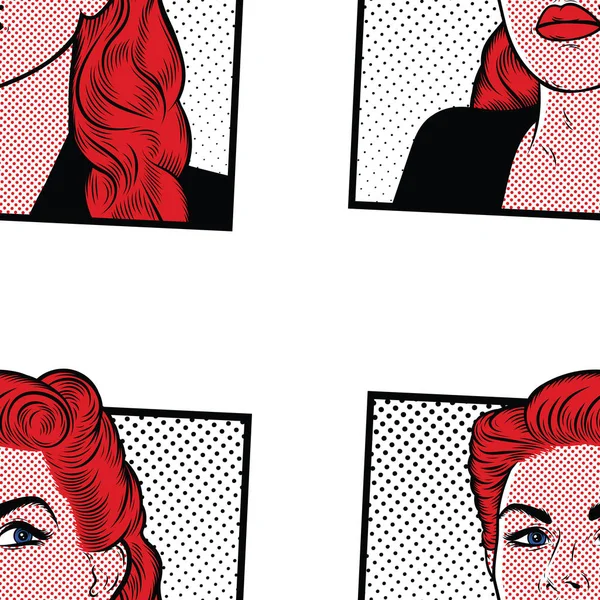 Menina cabelo vermelho no estilo pop art —  Vetores de Stock