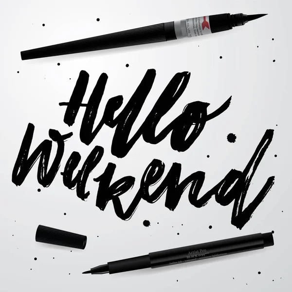 'Hallo weekend' typografie voor uw ontwerpen — Stockvector