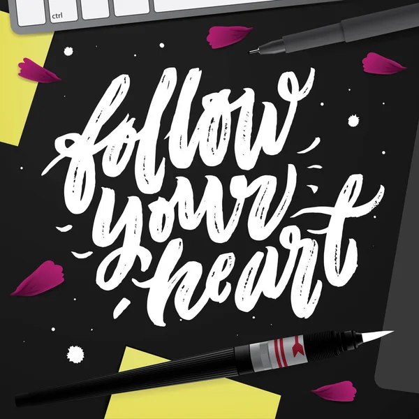 Follow Your Heart. Positive quote — Stock Vector