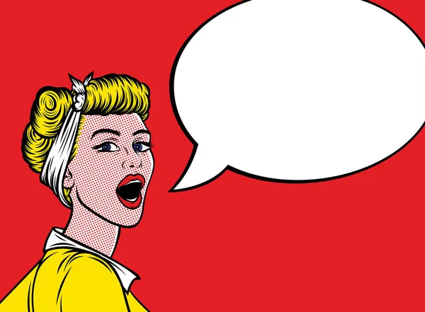Pop art kadın ile konuşma balonu