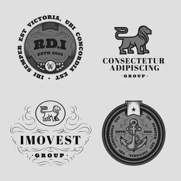 Insignes ou logotypes vintage rétro — Image vectorielle