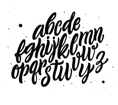 Vektör yazı ve Hat sanatı tarzında cursive alfabesi. 