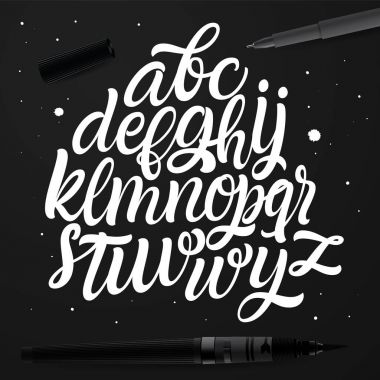 Vector cursive alphabet in the style of lettering and calligraphy.  clipart