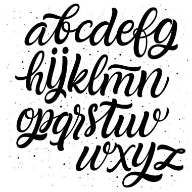 Vektör Alfabesi. Özel Özel Harfler. Tasarımlar için Harf ve Özel Tipografi: Logo, Poster, Davetiye, vs. El yazısı fırça stili modern el yazısı yazı tipi beyaz arkaplanda izole edildi.