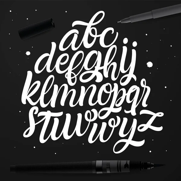 Alfabeto cursivo vectorial en el estilo de letras y caligrafía . — Vector de stock