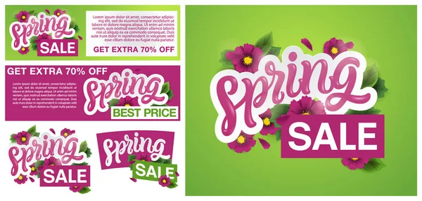 Bahar satış afiş afiş etiket tasarımı. — Stok Vektör