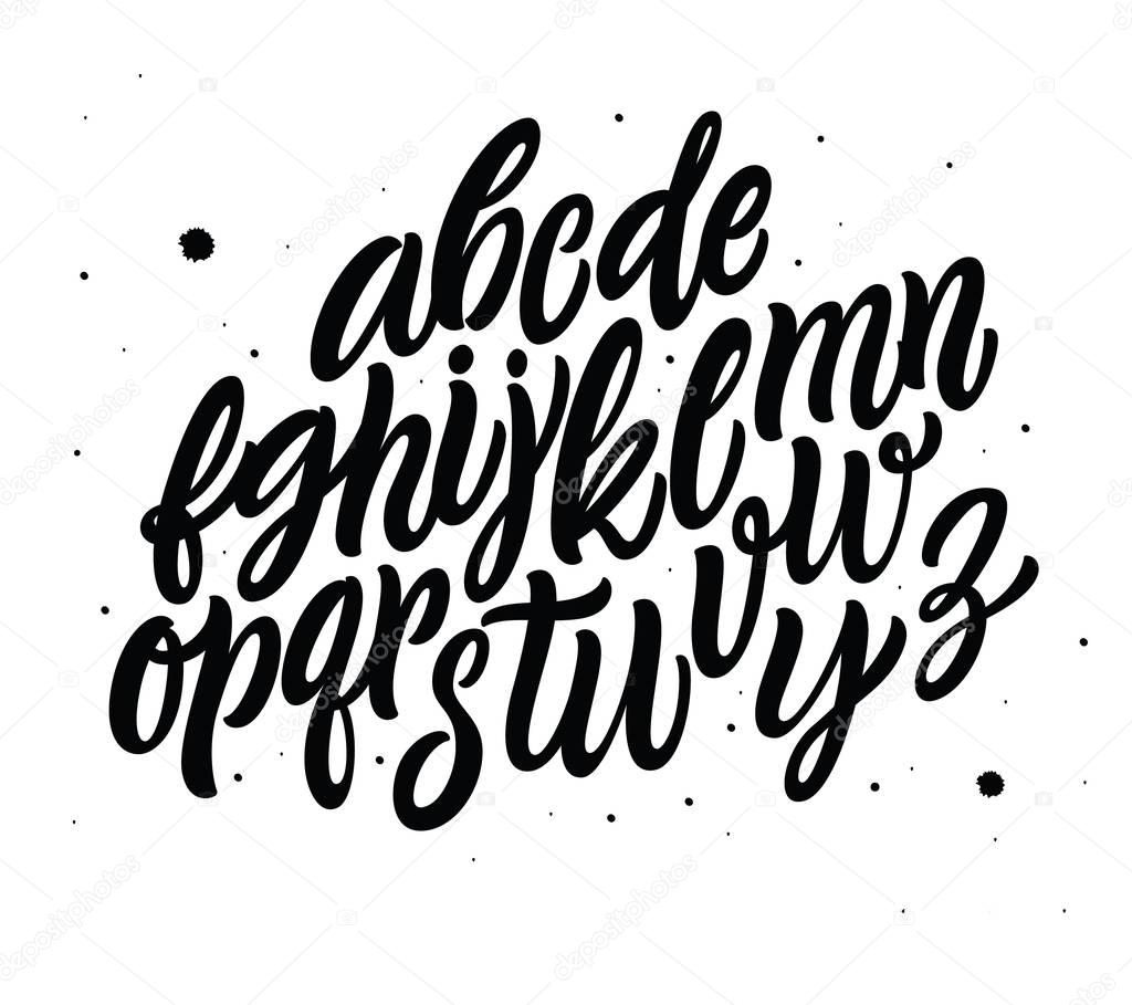 Vector cursive alphabet in the style of lettering and calligraphy. 