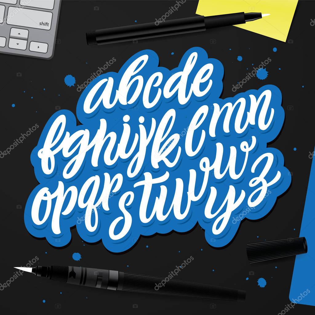 Vector cursive alphabet in the style of lettering and calligraphy. 