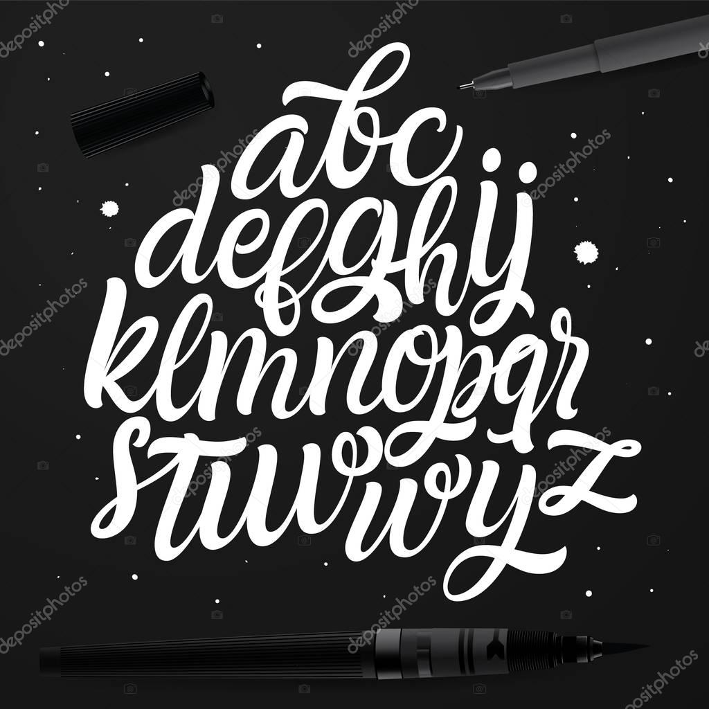 Vector cursive alphabet in the style of lettering and calligraphy. 