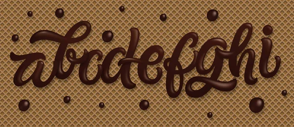 Алфавит мороженого на фоне шоколадных вафель — стоковый вектор