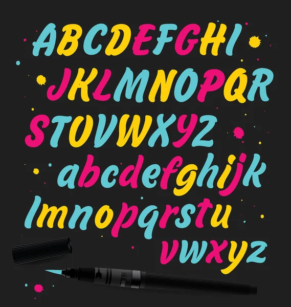 Hand getekende alfabet. Penseel geschilderd brieven — Stockvector