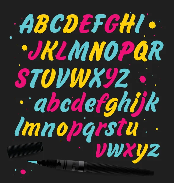 Векторний алфавіт, намальований вручну. Кисть розмальована літерами. Алфавіт рукописного скрипту. Ручне написання та нетипова типографія для ваших дизайнів: логотип, плакати, запрошення, картки тощо. Векторний тип . — стоковий вектор