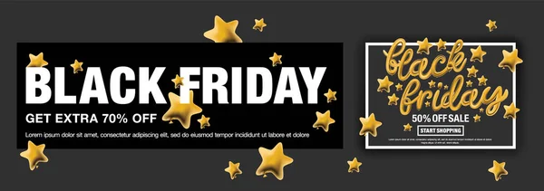 Black Friday sprzedaży sieci web bannery Projektowanie szablonu. Czarny piątek transparent. — Wektor stockowy