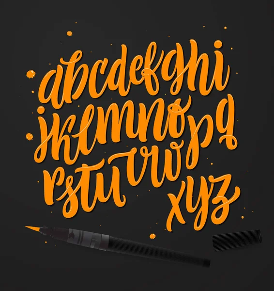 Oranje cursief alfabet — Stockvector