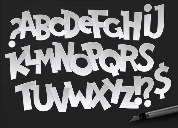 Grey cursive alphabet — Stock Vector