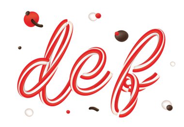 Noel şeker kamışı harfler izole üzerinde beyaz arka plan ayarlayın. Lolipop yazı tipi. Noel ve yeni yıl tebrik kartı için şablon. Tatlı tipografi. Tatlı vektör çizim. 
