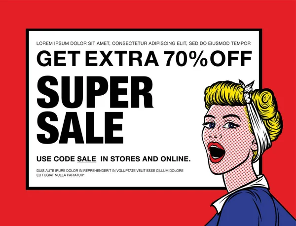 Obter Extra Fora Super Venda Use Code Sale Stores Online — Vetor de Stock