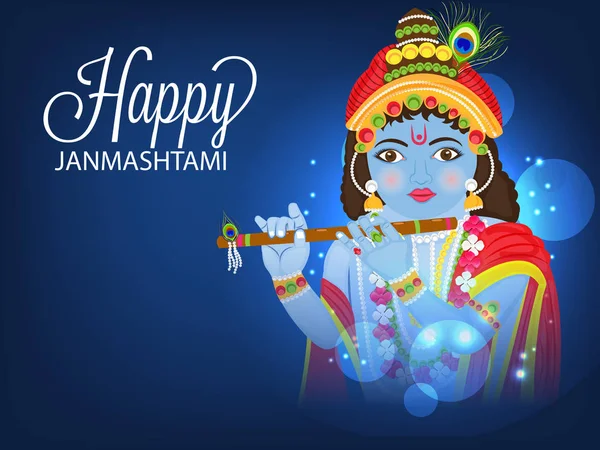 Feliz Shree Krishna Janmashtami — Vector de stock