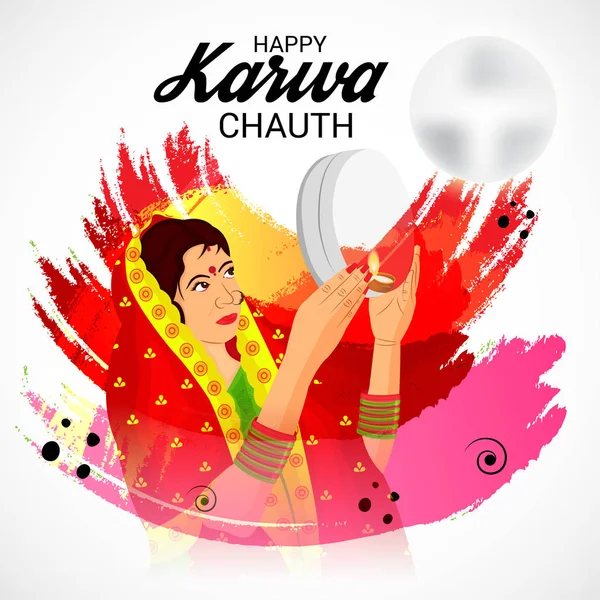 Felice Karwa Chauth . — Vettoriale Stock