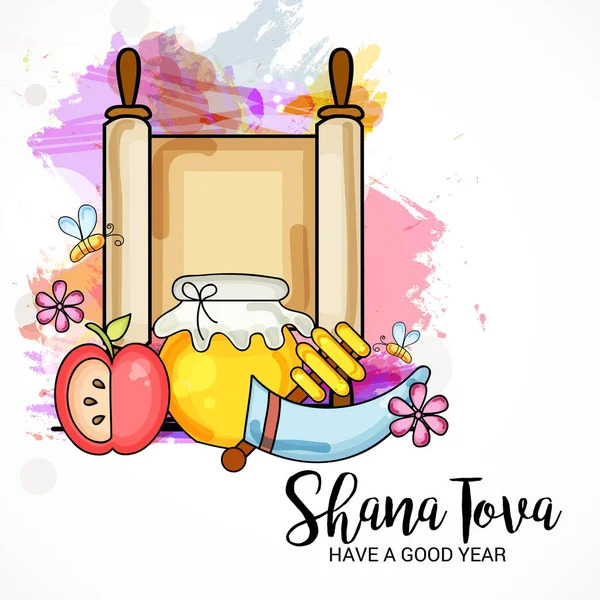 Rosh Hashanah ano novo judaico . —  Vetores de Stock