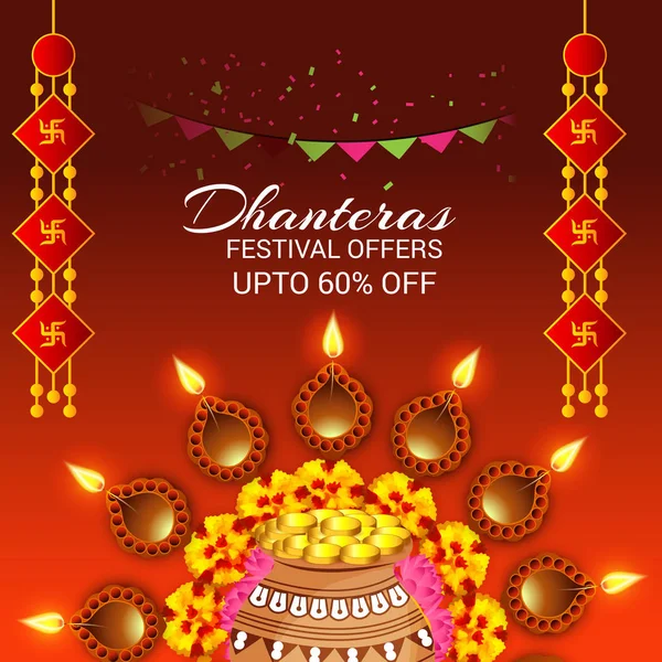 Buon Dhanteras Festival . — Vettoriale Stock