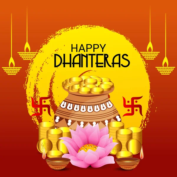 Joyeuse fête de Dhanteras . — Image vectorielle