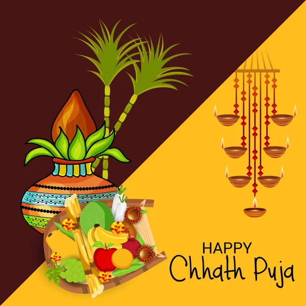 Gelukkig Chhath Puja. — Stockvector