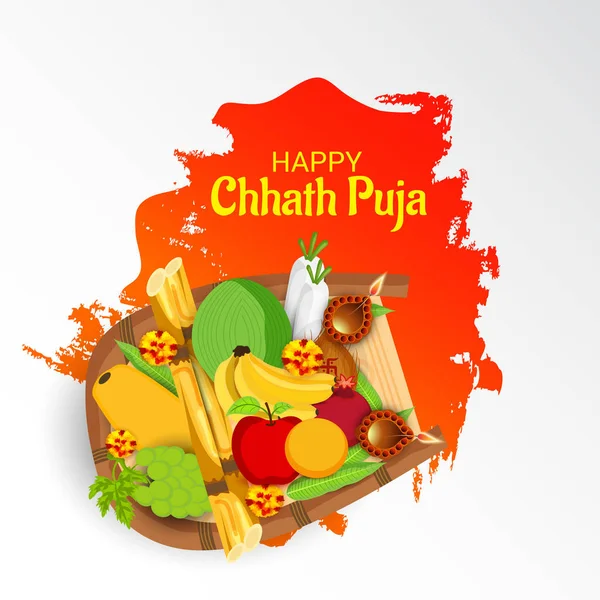 幸せ Chhath プージャー. — ストックベクタ
