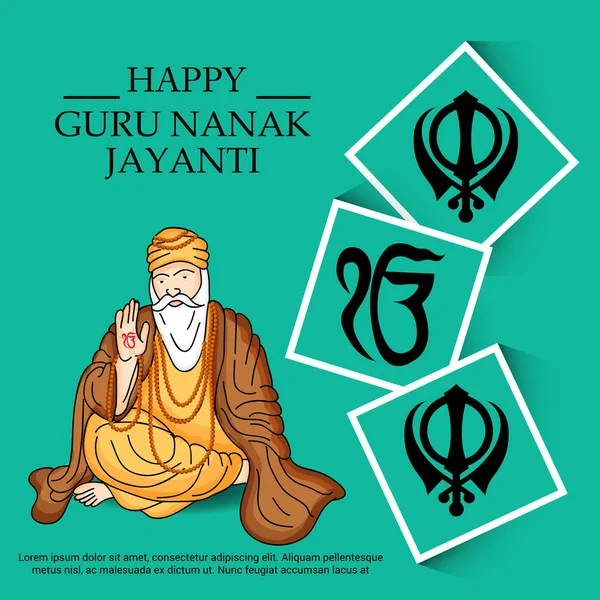 Feliz Guru Nanak Jayanti . — Vetor de Stock