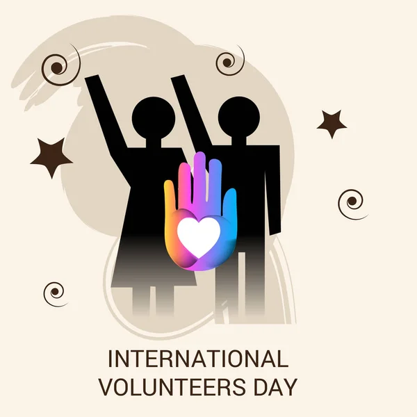 Internationale dag van de Vrijwilliger. — Stockvector
