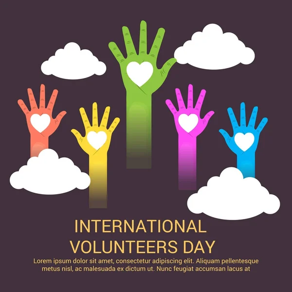 Internationella dagen för volontärer. — Stock vektor