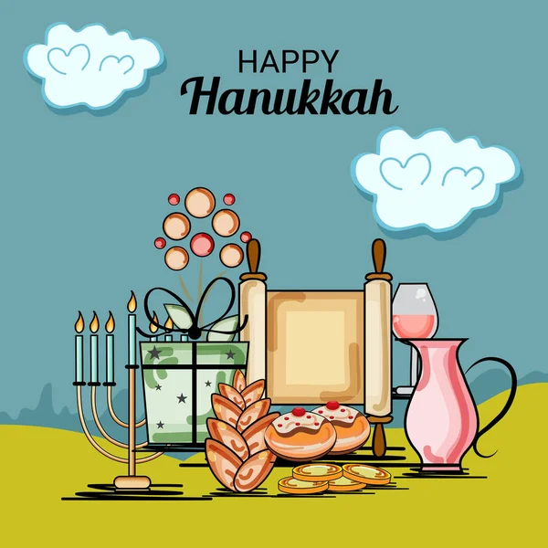 Happy Hanukkah Jewish Holiday. — Stock Vector