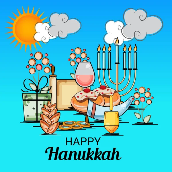 Feliz fiesta judía de Hanukkah . — Archivo Imágenes Vectoriales