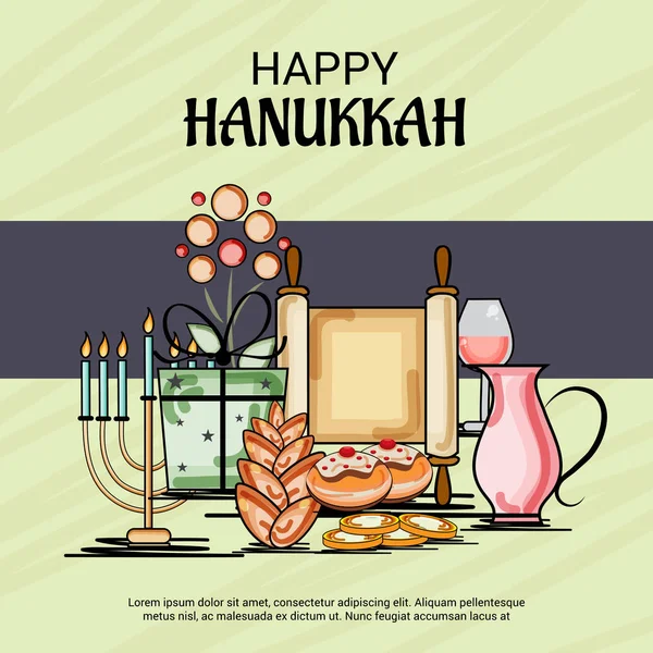 Feliz fiesta judía de Hanukkah . — Vector de stock
