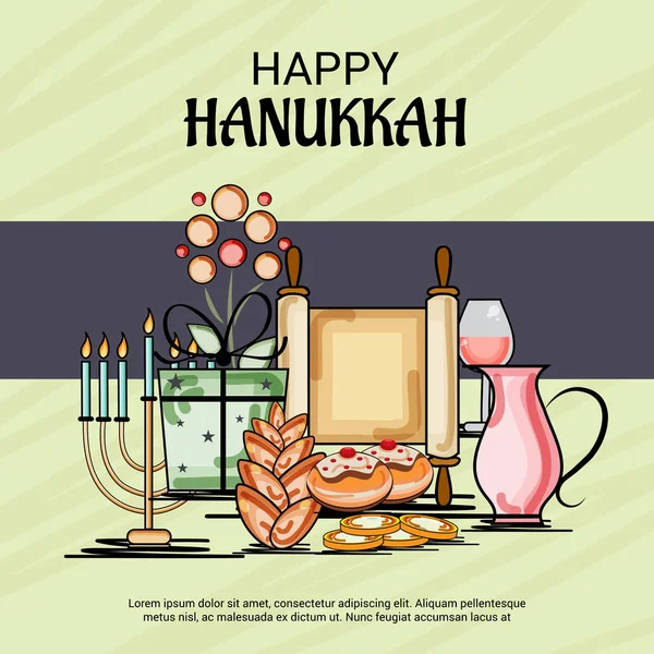 Happy Hanukkah Jewish Holiday. — Stock Vector