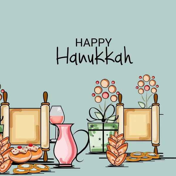 Feliz fiesta judía de Hanukkah . — Vector de stock