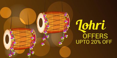 Vektör çizim Festivali ile mutlu mutlu Lohri arka plan Lohri için dilek.