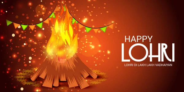 Vektör çizim Festivali ile mutlu mutlu Lohri arka plan Lohri için dilek.