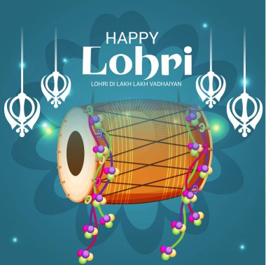 Vektör çizim Festivali ile mutlu mutlu Lohri arka plan Lohri için dilek.