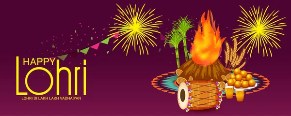 Vektör çizim Festivali ile mutlu mutlu Lohri arka plan Lohri için dilek.