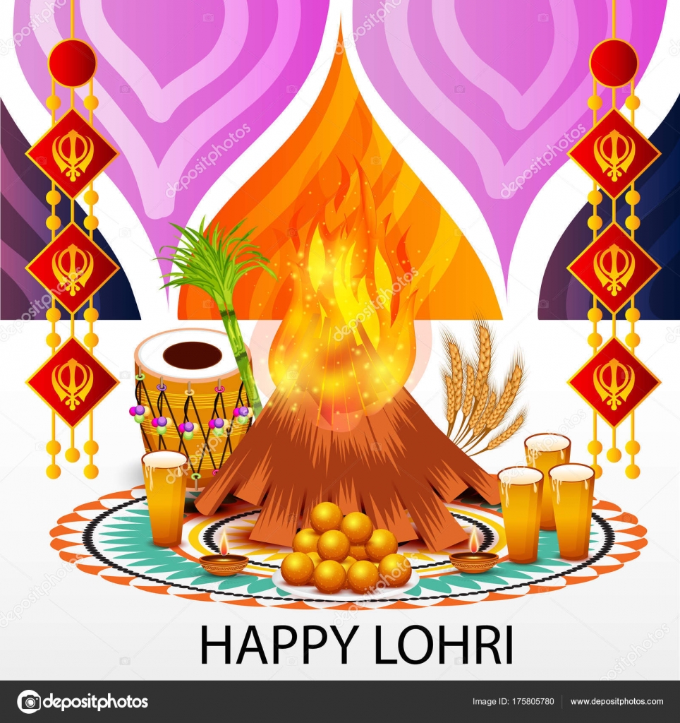 Vector Illustration Festival Happy Lohri Background Punjabi Message Lohri  Lakh Stock Vector Image by ©SSDN #175805780