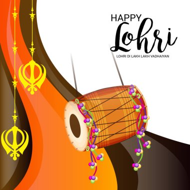 Vektör çizim Festivali punjabi mesaj Lohri ki yüz bin yüz bin vadhaiyan sevinçli arzular Lohri için anlamı ile mutlu Lohri arka plan.
