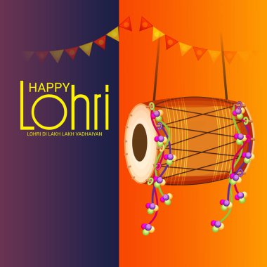 Vektör çizim Festivali punjabi mesaj Lohri ki yüz bin yüz bin vadhaiyan sevinçli arzular Lohri için anlamı ile mutlu Lohri arka plan.