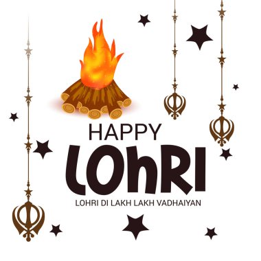 Vektör çizim Festivali punjabi mesaj Lohri ki yüz bin yüz bin vadhaiyan sevinçli arzular Lohri için anlamı ile mutlu Lohri arka plan.