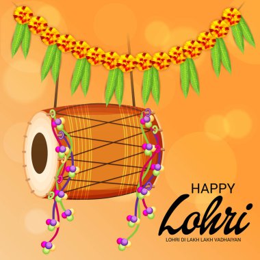 Vektör çizim Festivali punjabi mesaj Lohri ki yüz bin yüz bin vadhaiyan sevinçli arzular Lohri için anlamı ile mutlu Lohri arka plan.