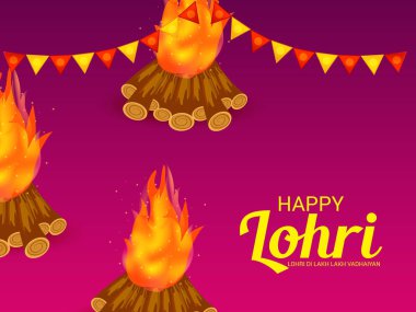 Vektör çizim Festivali punjabi mesaj Lohri ki yüz bin yüz bin vadhaiyan sevinçli arzular Lohri için anlamı ile mutlu Lohri arka plan.