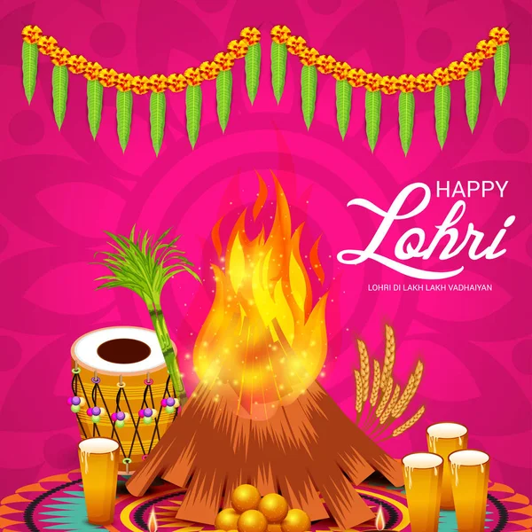 Векторні Ілюстрації Фестиваль Щасливі Lohri Фон Happy Побажання Lohri — стоковий вектор
